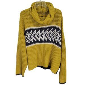 Free People Womens Yellow‎ Pullover Cowl Neck Sweater Long Sleeve Size Large